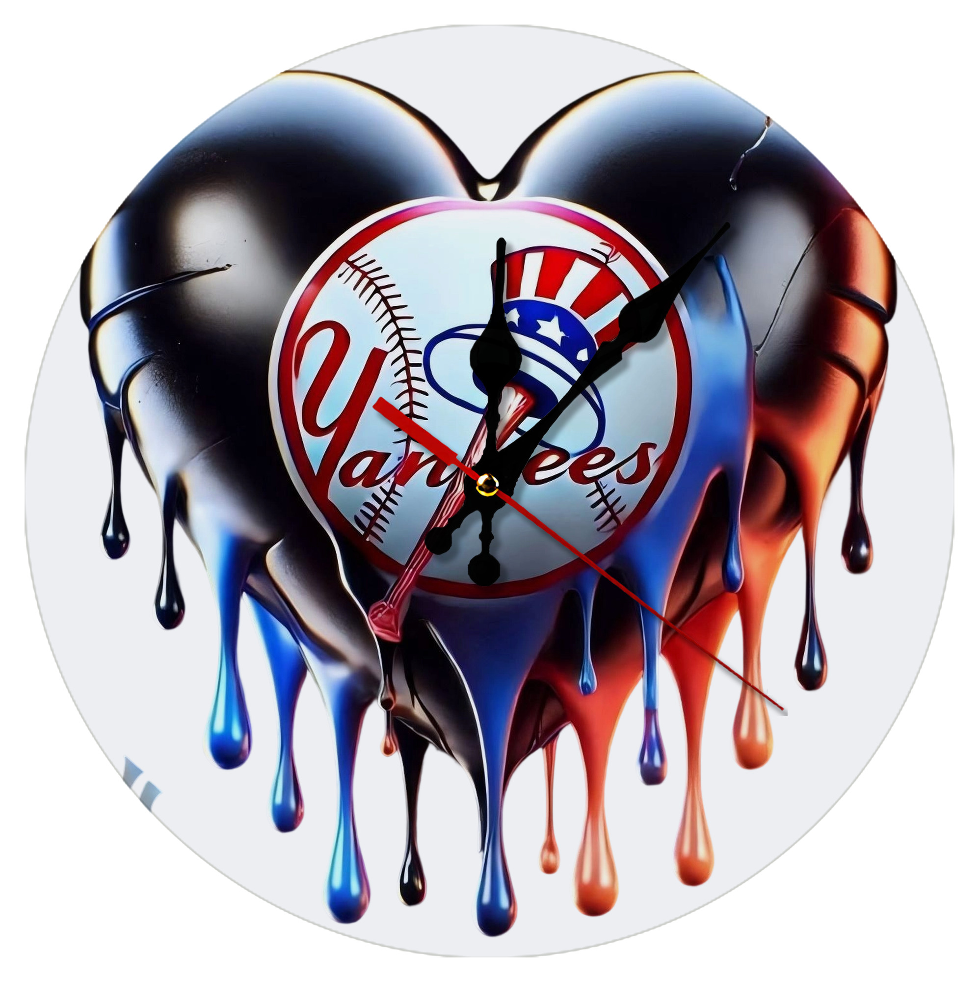 New York Yankees Heart Silent Round Wall Clock – Modern & Stylish DIY Design, Durable Wood Construction, Easy To Install – Perfect For Office, Bedroom, Living Room, And More